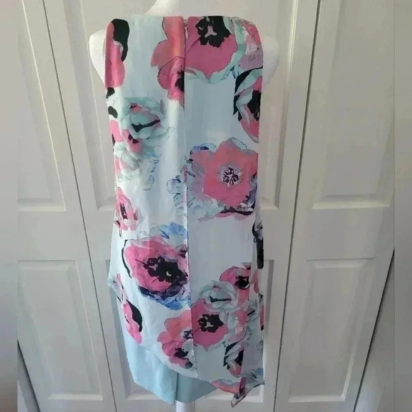 Tahari Floral Sleeveless Chiffon Dress Wedding Formal Size 8 NWT $128 Retail - Picture 4 of 8